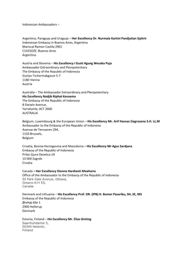 Indonesian Ambassadors – Argentina, Paraguay and Uraguay – Her Excellency Dr. Nurmala Kartini Pandjaitan Sjahrir Indonesian