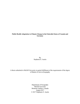 Public Health Adaptation to Climate Change in the Federalist States of Canada and Germany