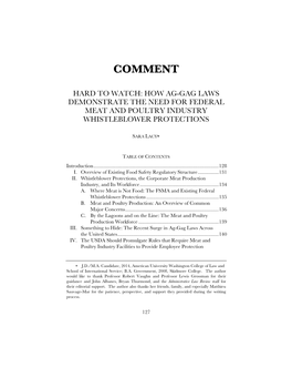 How Ag-Gag Laws Demonstrate the Need for Federal Meat and Poultry Industry Whistleblower Protections