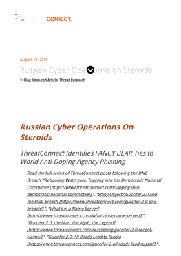 Russian Cyber Operations on Steroids