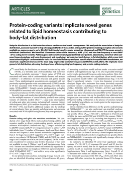 Protein-Coding Variants Implicate Novel Genes Related to Lipid Homeostasis Contributing to Body-Fat Distribution