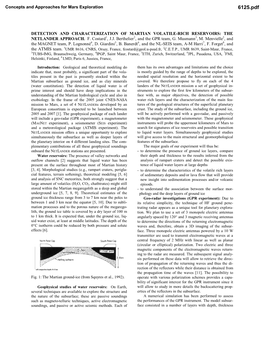 Detection and Characterization of Martian Volatile-Rich Reservoirs: the Netlander Approach