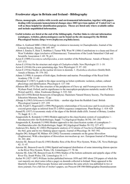 Freshwater Algae in Britain and Ireland - Bibliography