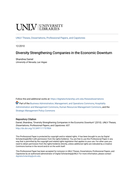 Diversity Strengthening Companies in the Economic Downturn