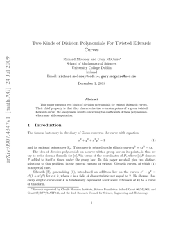 Two Kinds of Division Polynomials for Twisted Edwards Curves