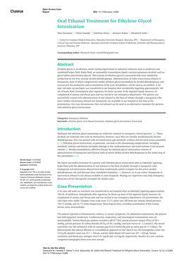 Oral Ethanol Treatment for Ethylene Glycol Intoxication