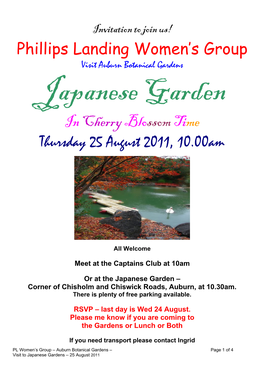 Auburn Botanical Gardens Japanese Garden in Cherry Blossom Time Thursday 25 August 2011, 10.00Am