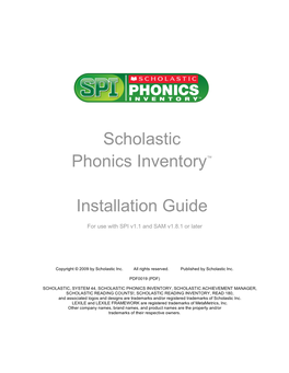 Scholastic Phonics Inventory™ Installation Guide