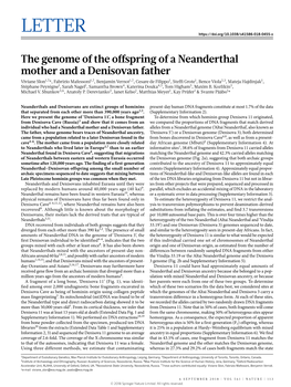 The Genome of the Offspring of a Neanderthal Mother and A