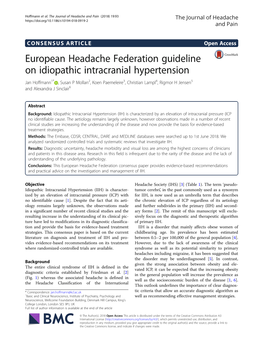 European Headache Federation Guideline on Idiopathic Intracranial