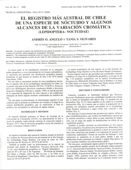 El Registro Mas Austral De Chile De Una Especie De Noctuido Y Algunos Alcances De La Variacion Cromatica (Lepidoptera: Noctuidae)