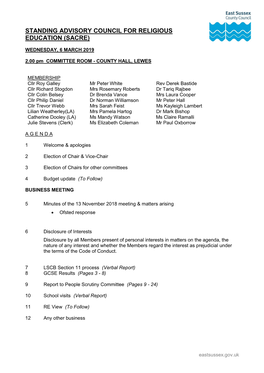 (Public Pack)Agenda Document for Standing Advisory Council For
