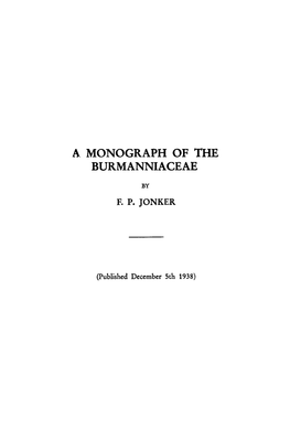 A Monograph of the Burmanniaceae