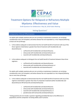 Treatment Options for Relapsed Or Refractory Multiple Myeloma