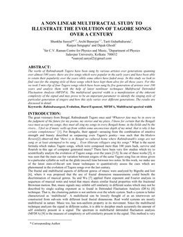 A Non Linear Multifractal Study to Illustrate the Evolution of Tagore Songs Over a Century