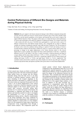 Control Performance of Different Bra Designs and Materials During Physical Activity