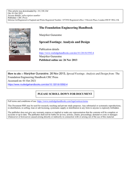 The Foundation Engineering Handbook Spread Footings