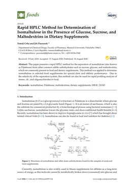 Rapid HPLC Method for Determination of Isomaltulose in The