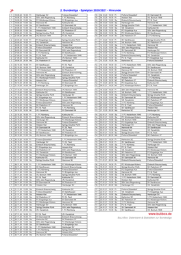 2. Bundesliga - Spielplan 2020/2021 - Hinrunde