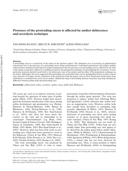 Presence of the Protruding Oncus Is Affected by Anther Dehiscence and Acetolysis Technique