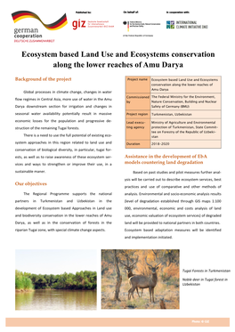 Ecosystem Based Land Use and Ecosystems Conservation Along the Lower Reaches of Amu Darya