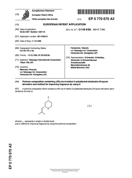 Perfume Composition Containing (4R)-Cis-4-Methyl-2-Substituted-Tetrahydro-2H-Pyran Derivative and Method for Improving Fragrance by Using It