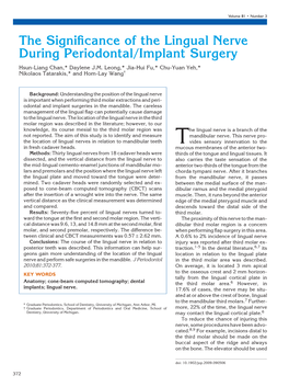 The Significance of the Lingual Nerve During Periodontal/Implant Surgery