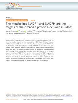 The Metabolites NADP+ and NADPH Are the Targets of the Circadian Protein Nocturnin (Curled)