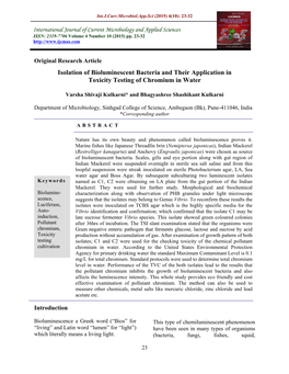 Isolation of Bioluminescent Bacteria and Their Application in Toxicity Testing of Chromium in Water