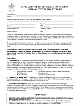 Vatican City Visit Request Form