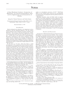 A New Rhodium Catalyst: Formation of [Rh(CO)4]+ in Concentrated