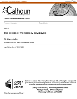 The Politics of Meritocracy in Malaysia