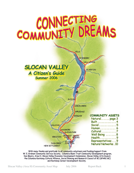 Slocan Valley (Area H) Community Asset Map July 2006 Report Back 1 Report Back to the Community- • Sustainability- Where There Is Room for Creative Thought Or Renewal