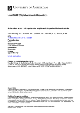 A Shrunken World – Micropsia After a Right Occipito-Parietal Ischemic Stroke Nils S