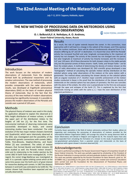 The New Method of Processing Data on Meteoroids Using Modern Observations O