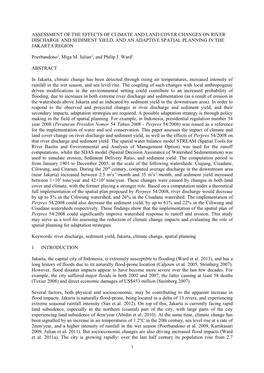 Assessment of the Effects of Climate and Land Cover Changes on River Discharge and Sediment Yield, and an Adaptive Spatial Planning in the Jakarta Region