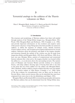 Terrestrial Analogs to the Calderas of the Tharsis Volcanoes on Mars