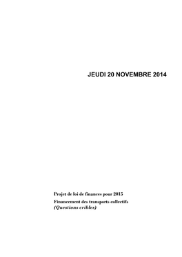 Jeudi 20 Novembre 2014