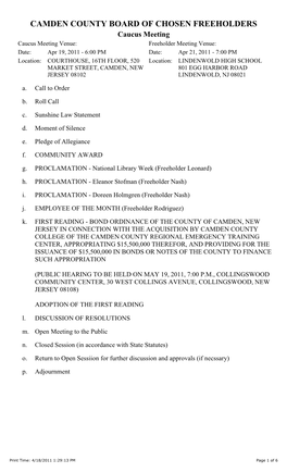 Caucus Agenda 4-19-1