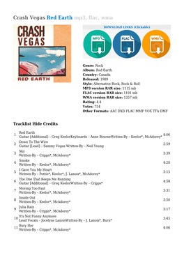 Crash Vegas Red Earth Mp3, Flac, Wma