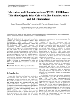 P3HT-Based Thin-Film Organic Solar Cells with Zinc Phthalocyanine and 1,8-Diiodooctane