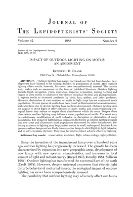 Impact of Outdoor Lighting on Moths: an Assessment