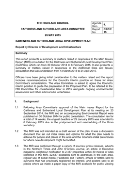 Item 4: Caithness and Sutherland Local Development Plan