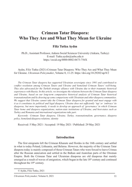 Crimean Tatar Diaspora: Who They Are and What They Mean for Ukraine