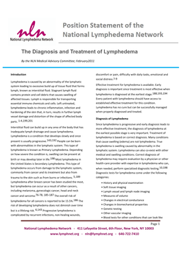 The Diagnosis and Treatment of Lymphedema