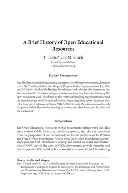 A Brief History of Open Educational Resources T