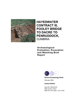 Hayeswater Contract Iii, Pooley Bridge to Dacre to Penruddock, Cumbria