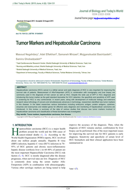 Tumor Markers and Hepatocellular Carcinoma