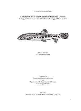 Loaches of the Genus Cobitis and Related Genera Biology, Systematics, Genetics, Distribution, Ecology and Conservation