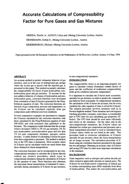 Accurate Calculations of Compressibility Factor for Pure Gases and Gas Mixtures